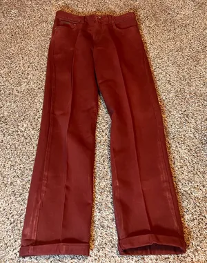 Calvin Klein Jeans Maroon Low‎ Rider High Rise Womens Size 9 Made In USA thumbnail 1