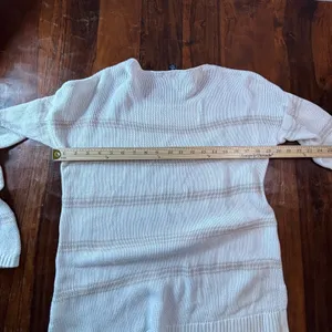 Gap Womens Large‎ White Tan Striped 100% Cotton Long Sleeve Crew Neck Sweater thumbnail 5