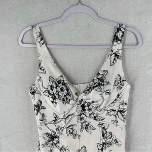 David Meister‎ Satin Floral Print V-Neck Dress thumbnail 3