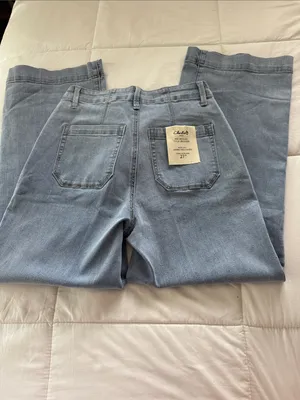CHARLIE B Light Wash Cropped Wide-Leg Jeans thumbnail 5