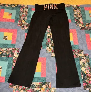 Vintage Y2K Victoria's Secret PINK Foldover Yoga Black Bootcut Pants Woman’s Med thumbnail 1