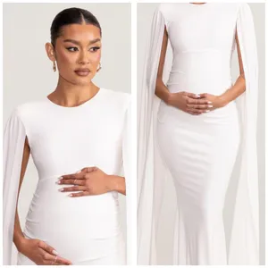 Club L London Divine Timing White Maternity Maxi Dress Cape Sleeves Size 10 thumbnail 3