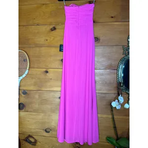 NWT Lulus Epitome of Allure Hot Pink Mesh Strapless Ruched Maxi Dress Gala Sz S thumbnail 6