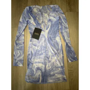 Naked Wardrobe Blue Marble Sheer Mesh Swim Cover-Up Dress Medium NWT thumbnail 2