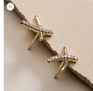Gold Filled Curved Cross Stud Earrings | Faith Jewelry thumbnail 5