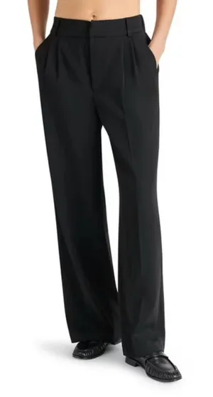 Steve Madden Black Wide-Leg Pleated Trousers thumbnail 1