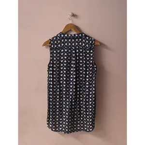 J. Crew Dark Navy Heart Print Blouse Size 4 thumbnail 2