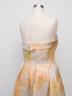 Mac Duggal - Peach‎ Multi Floral Brocade Strapless Midi Dress thumbnail 11