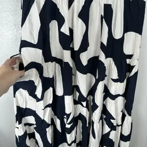 NEW Abel the Label Anthropologie‎ Navy Blue Cream Abstract Maxi Dress Small Boho thumbnail 3