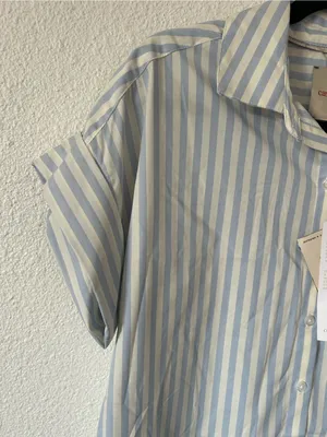 Casa cabana blue and white striped button down shirt sz small thumbnail 4