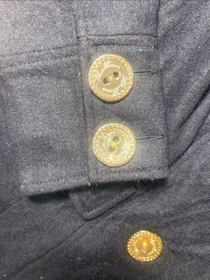 Vintage Y2K Wool Blend Apple Bottoms Black Peacoat with gold buttons thumbnail 5