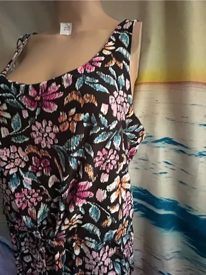 Emily Daniels Women’s Floral Maxi Sundress in Black Pink & Teal Flowers LG thumbnail 3