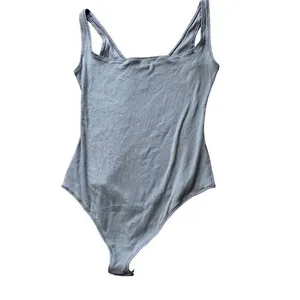 Skims Women's XL Square Neck Cotton‎ Rib Bodysuit Pacific Gray Snap Close New thumbnail 6