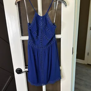 LULUS Blue Mini Dress w/ Crochet Trim Size XS thumbnail 2