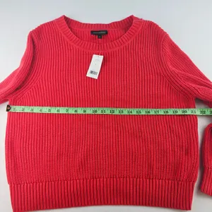 Banana Republic NWT Shaker-Stitch Cropped‎ Pullover Red Crew-neck Women's XL thumbnail 9