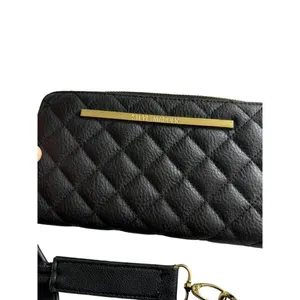 Steve Madden Black Quilted Tote & Wallet Set- note wear thumbnail 2