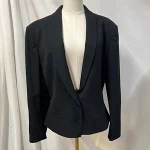 Vintage 80's Evan Picone Worsted Wool‎ Black SIngle Button Blazer Womens 10/12 thumbnail 2