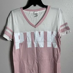 PINK Victoria’s Secret Women White/Pink Top Shirt Size Small.‎ thumbnail 2