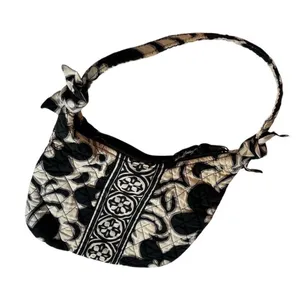 Vera Bradley Night & Day Floral Shoulder Bag Black White‎ Casual Purse thumbnail 4