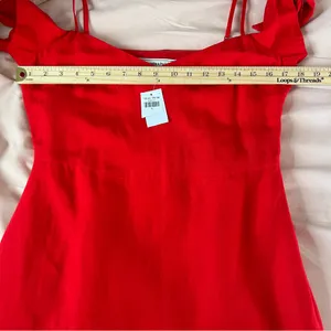 Abercrombie & Fitch Red‎ Linen Blend Off The Shoulder Sweetheart Midi Dress 6 thumbnail 13