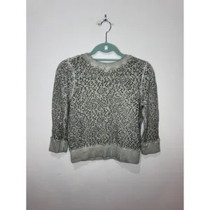 Free People We the Free Green‎ Distressed Sweatshirt Holes Sz XS 100% Cotton thumbnail 2