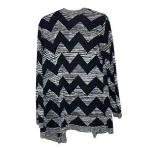 Altar'd State Chevron Cardigan Lg Black Gray Open Front Boho Lightweight Sweater thumbnail 2