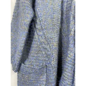 World Market Women Open Cardigan Sweater One Size Blue Gray Wool Blend Lagenlook thumbnail 4