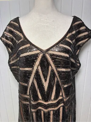 Metme Black Sequin V-Neck Evening Top‎ Size XXL thumbnail 2