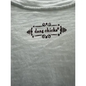 Dang Chicks Dang Blessed Chick White Slub Knit Heart Wings Graphic Tee Large NEW thumbnail 7