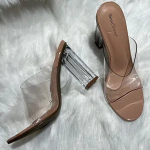 Torta Caliente (Size 8.5M) Clear/Nude Open Toe‎ Slip-on Block Heel. B76 thumbnail 7
