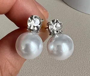 White Pearl Stud Earrings thumbnail 1