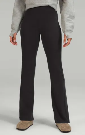 Lululemon Brushed Softstreme Ribbed Zip Flared Pant 32.5" Black.  Size 2 thumbnail 1