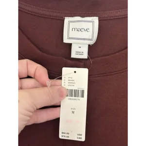 NWT Anthropologie Maeve Burgundy Cotton Blend Fitted Knit Cardigan M thumbnail 4