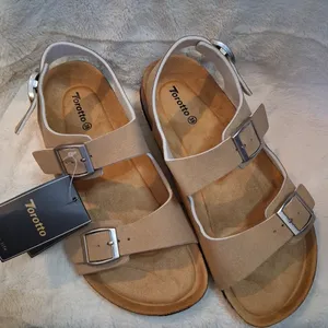NEW Torotto Beige Double-Buckle Cork Sandals Women Size 8 Men Size 6.5 Cushioned thumbnail 1
