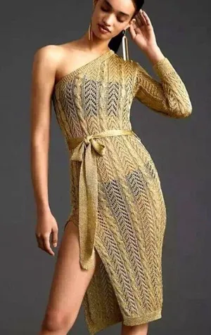 Maeve Gold Crochet Dress/Cover-Up One Size Fits Most - Gorgeous Anthropologie thumbnail 1