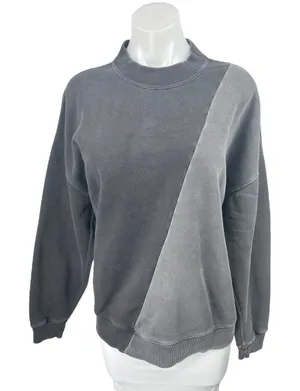 Abercrombie & Fitch Black Gray Colorblock Oversized Sweatshirt Sweater Top Sz XS thumbnail 1