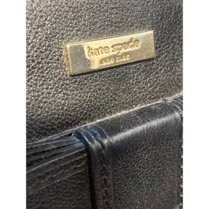 Kate Spade New York Black Pebbled Leather Bow Shoulder Bag Tote Polka Dot Lining thumbnail 5