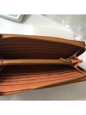 Universal Threads Woven Texture Zip-Around Wallet Faux Leather Brown thumbnail 3