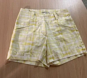 Nike Golf Shorts Size 2 Yellow and White Plaid Dri-Fit Polyester Zip Fly Pockets thumbnail 1