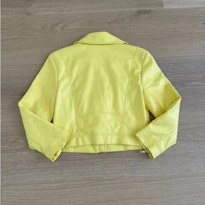 Guess Faux Leather Moto Jacket 3/4 Sleeves Size S Yellow thumbnail 4