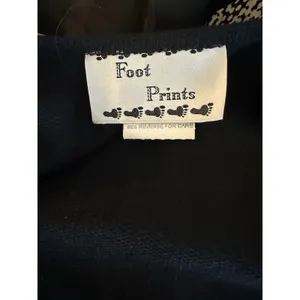 Foot Prints Maxi Dress Size Small Black Leaves Embroidered Lagen Harvest Pockets thumbnail 7