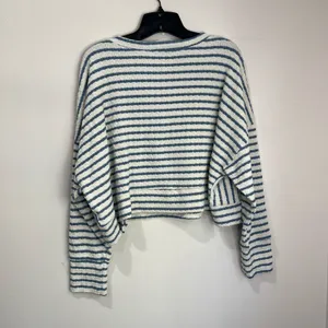 Altar’d State Raelynn V-Neck‎ Striped Sweater Top Cream Blue Sz XXL thumbnail 3