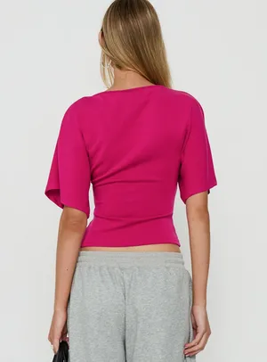 Princess Polly Arazia Cinched Short Sleeve Top Berry thumbnail 2