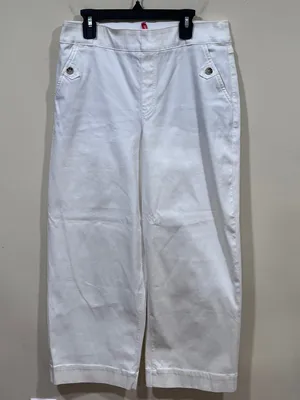 SPANX Bright White Stretch Twill Cropped Wide Leg Pants size large EUC thumbnail 3