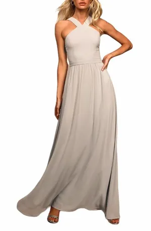 Lulus Air of Romance grey maxi dress size XS thumbnail 1