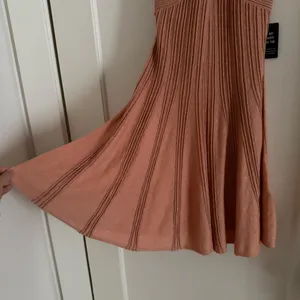 Express women’s Peach Halter Neck Cross Front shimmer Sweater Dress XSmall nwt thumbnail 4
