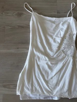 Beige Botany Side Crochet Detail Mini Dress thumbnail 3