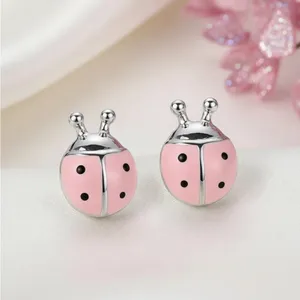 Pink and Silver Ladybug Earrings thumbnail 3