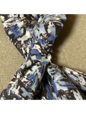 Blue, Black, & White Abstract Brushstroke Patterned Scarf Blue thumbnail 4