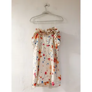 Saylor Darla Floral Off Shoulder Linen Mini Dress in Cream Medium thumbnail 3